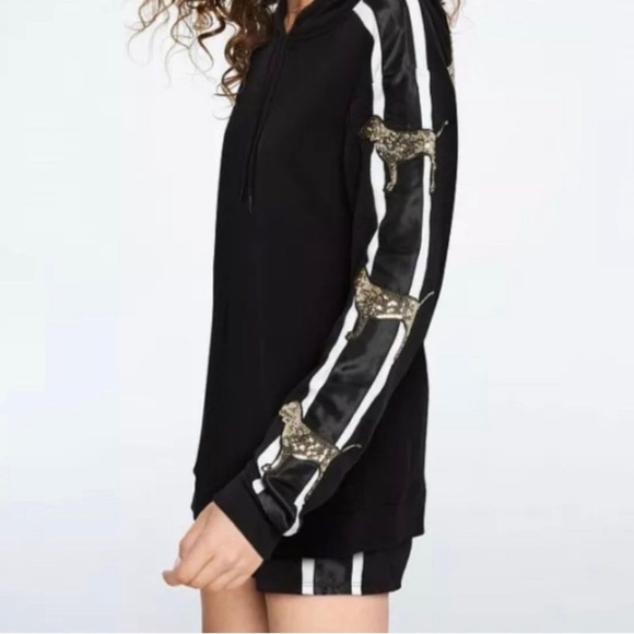 PINK VS BLING DOGGIE HOODIE / YOGA LEGGINGS OUTFIT SET LARGE - Picture 5 of 12